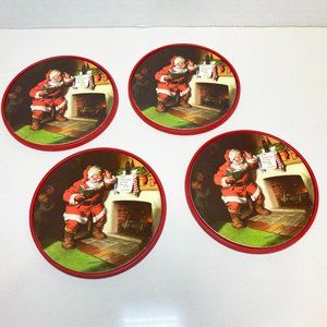 Set of 4 Coca-Cola Plastic Christmas Santa Coasters from 2003